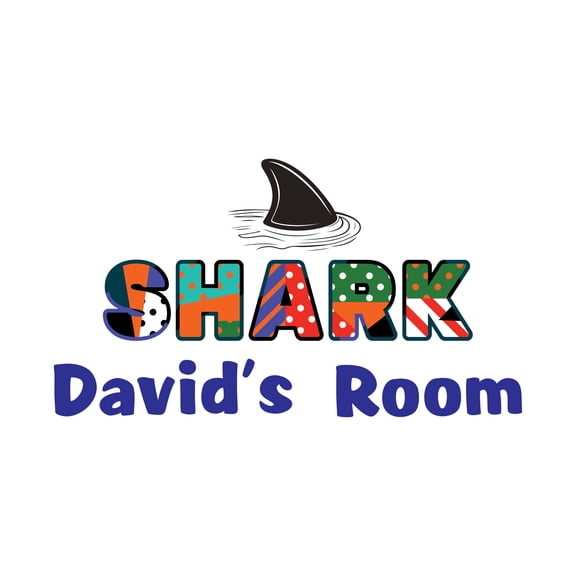 Personalized Name Animal Wall Decal Shark Fin Swimming in Water Custom Name Bedroom Wall Decal for boys and girls Shark Shark Themed Kids Room Decal - Size: 10 In x 6 In
