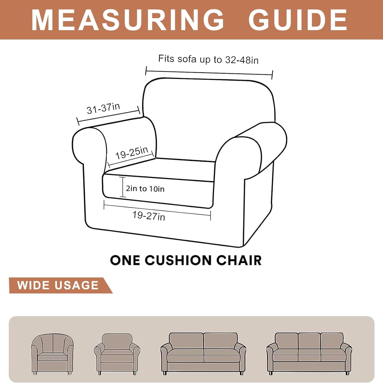 CHUNTIAN Couch Cover Chair Covers Printed Sofa Covers 2-Piece Stretch Armchair Sofa Couch Slipcover Sectional Couch Covers for Sofa Furniture Protector with Non Slip Elastic Bottom for Living Room