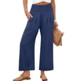 thumbnail image 1 of Pantalones Palazzo ANRABESS para mujer, cintura alta, pierna ancha, azul marino, 1 of 6