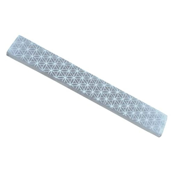Selenite Charging Plate Bar, Rectangle Flower of Life Engraved Selenite Stick