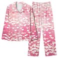 thumbnail image 2 of VBTAPA Valentines Day Pajama Woman Button Down Pajamas for Women Soft Comfy Loungewear Notch Collar Heart Print Tops with Pocket and Pants Pink XXL, 2 of 5
