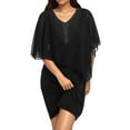 thumbnail image 1 of Robe Femme Grande Taille Mode Décolleté en V Profond Unie à Manches Courtes Robe d'Été en V pour Femme Décontractée Col Décontracté Longue Robe, 1 of 4