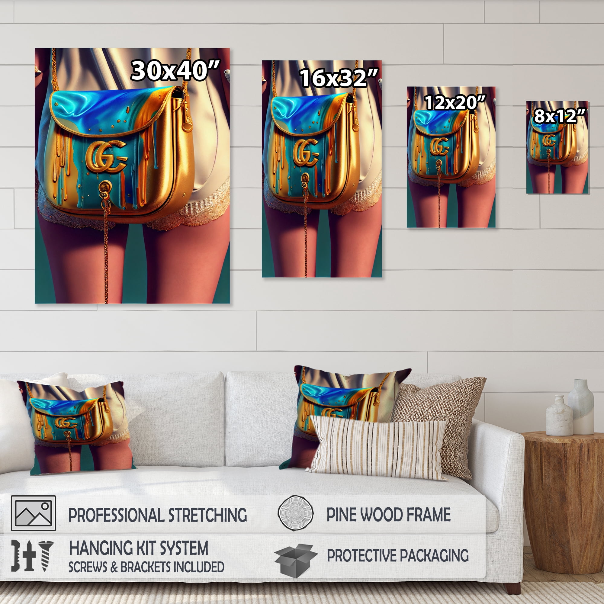 Designart Fashion Girl Going Out Tonight With Gg Canvas Wall Art