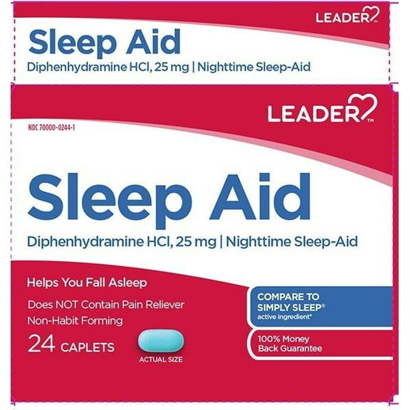 LEADER Sleep Aid Caplets 24 ct Pack of 1