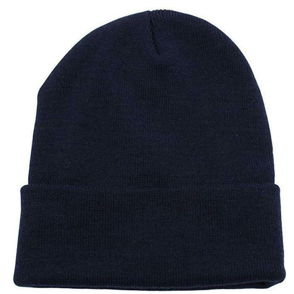NAVY Classic Plain Long Cuff Mens Knit Beanie Sock Cap New with box