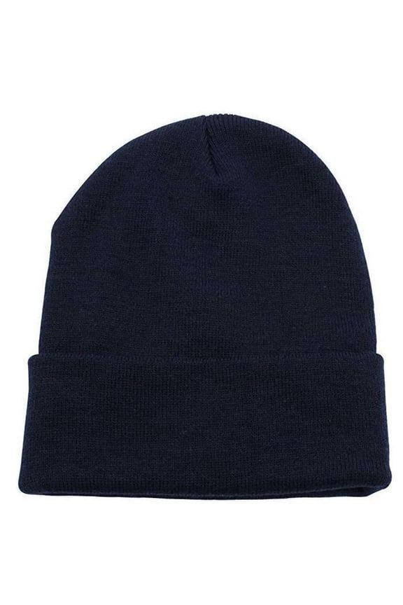 NAVY Classic Plain Long Cuff Mens Knit Beanie Sock Cap - New with box/tags
