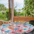 thumbnail image 2 of Ambesonne Botanical Fitted Round Tablecloth, Spring Season Love Dots, 45"- 56" Diameter, Coral Sky Blue and Peach, 2 of 5