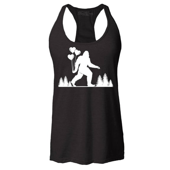 Shop4Ever Women's Big Foot with Heart Balloons Racerback Tank Top XX-Large Black