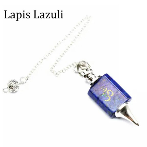 HOOUN Natural Crystal Chakra Runes Pendulums Quartz Amulet Pendant Hammer Yoga Reiki-Lapis Lazuli