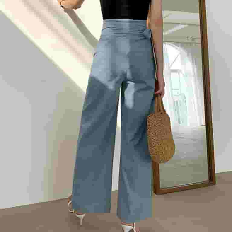 【HI FI FNK】(W) Corner Wrap Pants cfhntfmh Wide Leg Pants for Women Trendy High Waist Cotton