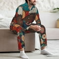 thumbnail image 7 of Naloa Sunflower Bald Eagle Men’s Pajamas Set - Long Sleeve Button Down Sleep Shirt and Pajama Bottoms Sleepwear Set-Small, 7 of 7