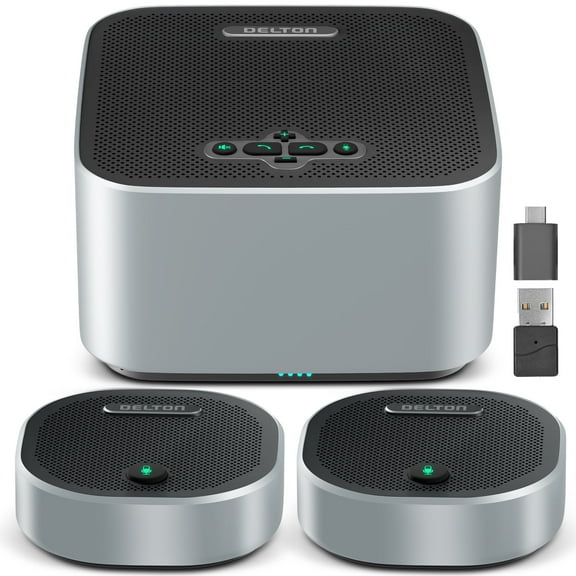 Delton C9270 Wireless Conference Speaker with Two External Mics, Intelligent Noise Cancellation, Bluetooth Computer Speaker with AI Noise Reduction for Online Meetings/Classes, Zoom, Skype, Black