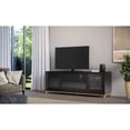 thumbnail image 5 of Ergode78" Contemporary TV Stand in an Ebony Oak Finish, Media Console for Flat Screen and Audio Video Installations Featuring Contoured Edge Detail with a Gold Epoxy finished Steel Base and Levelers, 5 of 5