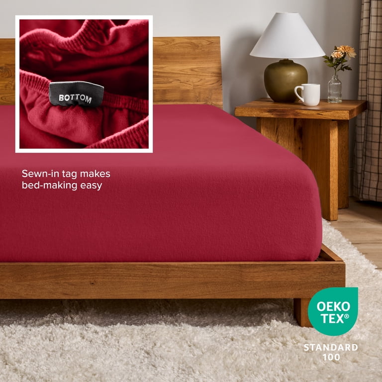 Bare Home Flannel Fitted Sheet, 100% Cotton, Twin-XL photo 5