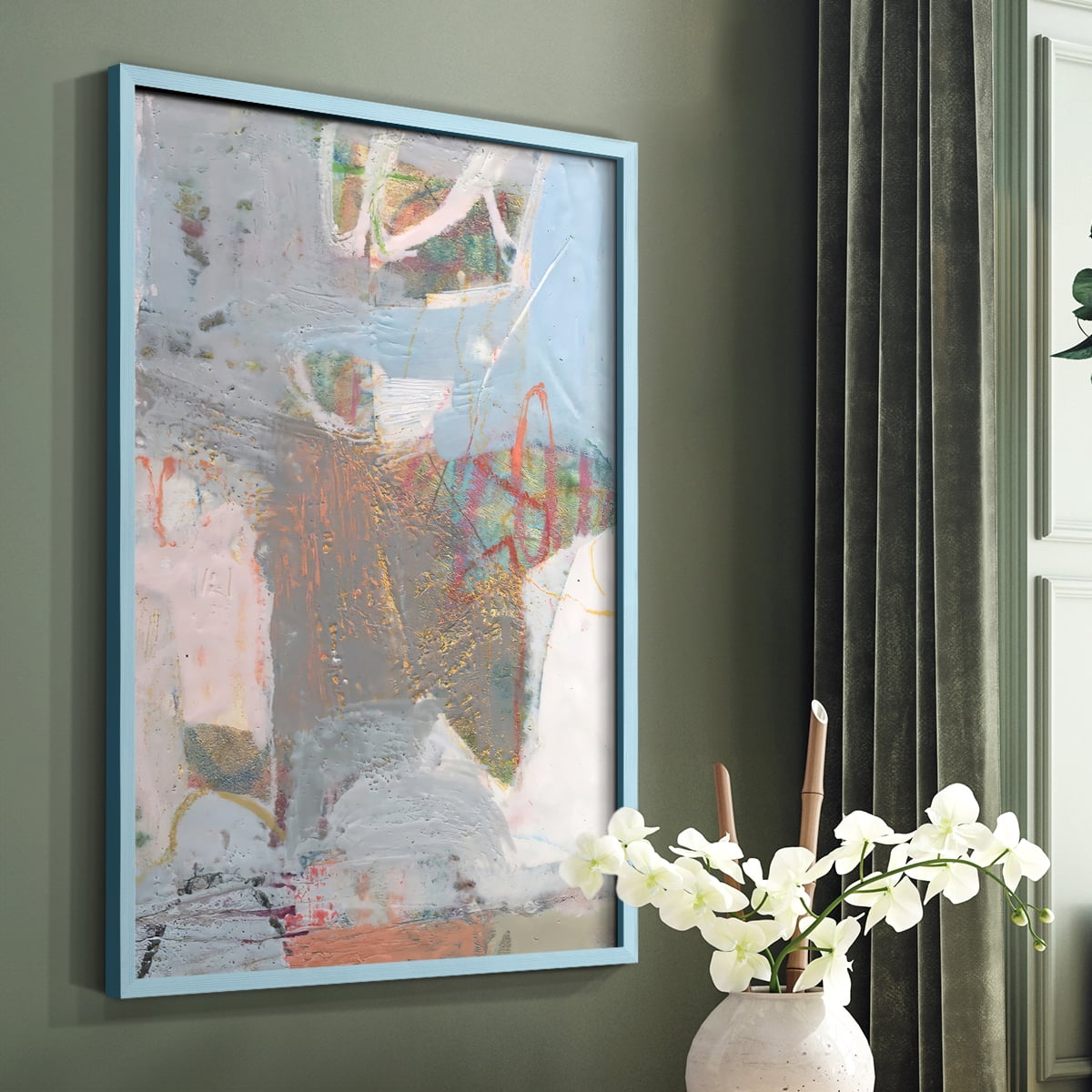 Minim II in Blue Solid Wood 11 x 14 Framed Print
