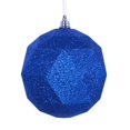 thumbnail image 1 of 8 in. Blue Glitter Geometric Christmas Ornament Ball, 1 of 1
