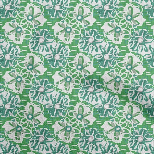 oneOone Cotton Silk Green Fabric Abstract Sewing Craft Projects Fabric Prints By Yard 42 Inch Wide