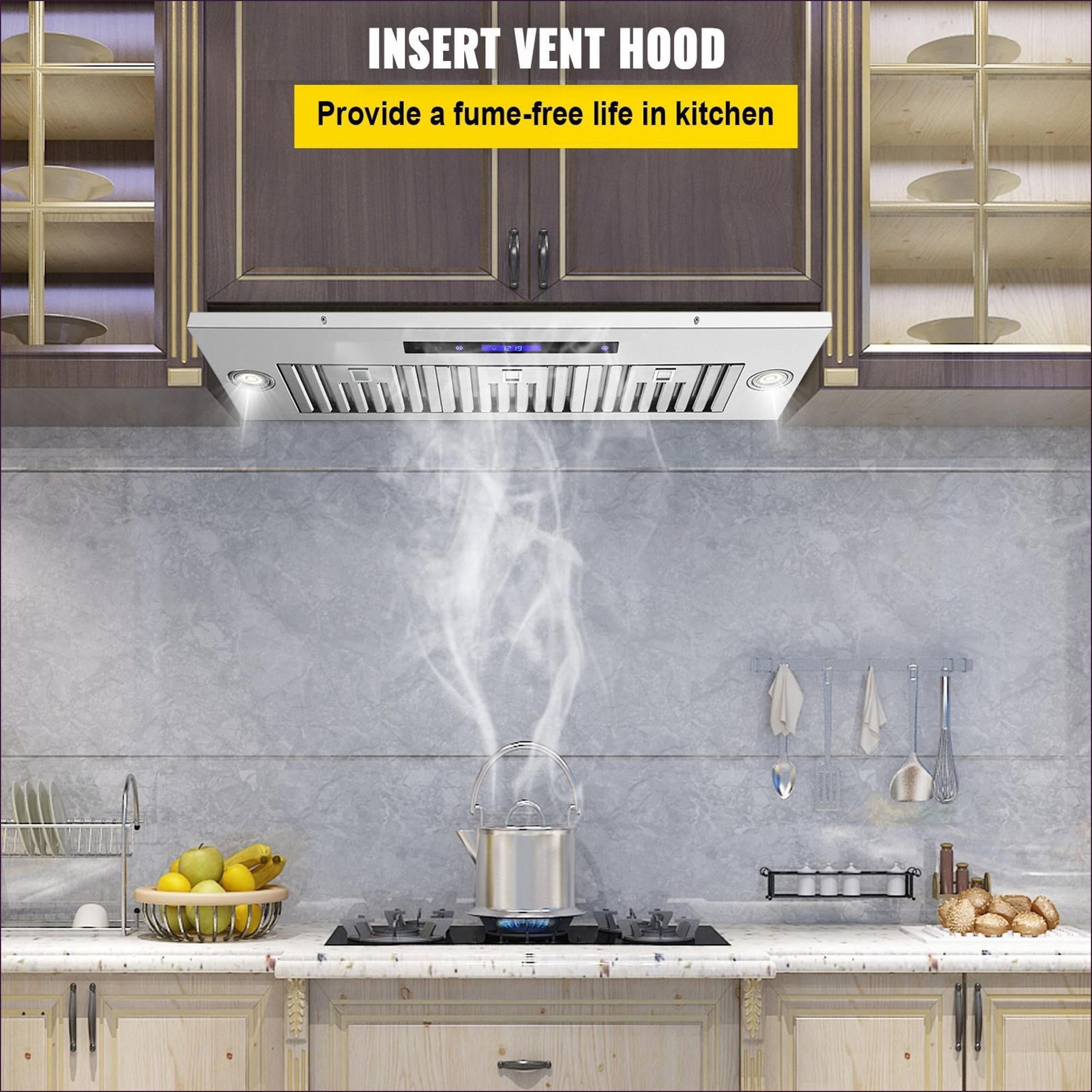 Tammesy 36 Inch Insert Built-in Range Hood, 900CFM 4-Speed Stainless Steel Kitchen Vent, Ducted/Ductless Convertible with Touch & Remote Control