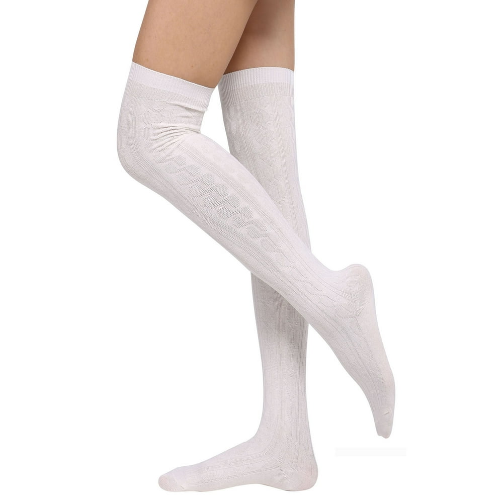 Simplicity - Knee High Socks Womens Cable Knit Winter Thigh High ...
