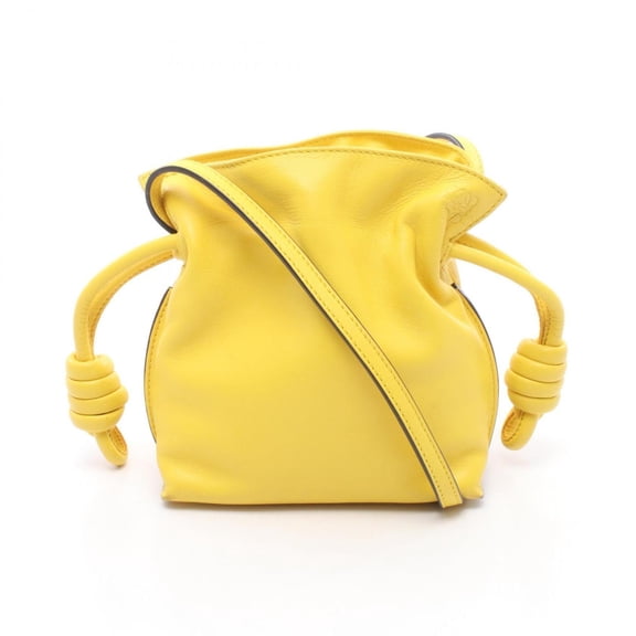 Pre-Owned Loewe Flamenco Clutch Mini Yellow Shoulder Bag Handbag Leather Women's 261842