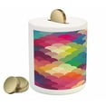 thumbnail image 2 of Abstract Piggy Bank, Colorful Retro Style Scales Inspired Wave Pattern Overlapping Circles Dots Tile, Ceramic Coin Bank Money Box for Cash Saving, 3.6" X 3.2", Multicolor, by Ambesonne, 2 of 4