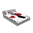 thumbnail image 2 of Ambesonne Cats Fitted Sheet & Pillow Sham Set, Romantic Couple Pet Kitten, Full, White Black Red, 2 of 2