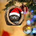 thumbnail image 5 of Cute Cat in Tree Stump Christmas Acrylic Ornaments - 4 Styles of Santa Hat Cats, Forest-Style Festive Decor & Gift for Xmas Tree & Home, 5 of 7