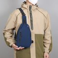 thumbnail image 4 of Bolsa bandolera para hombres y mujeres – Almacenamiento en múltiples compartimentos, poliuretano resistente al desgaste, correa ajustable en la cintura, cremallera segura, negro/azul/gris, 29x18x6cm, 4 of 6