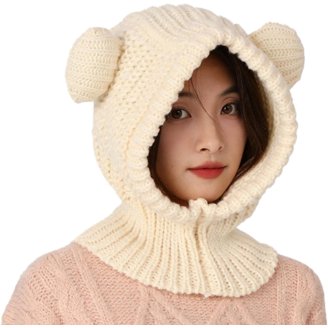 Winter Hat Warm Hooded Scarf Hat Balaclava Knit Skull Beanie  display picture 2