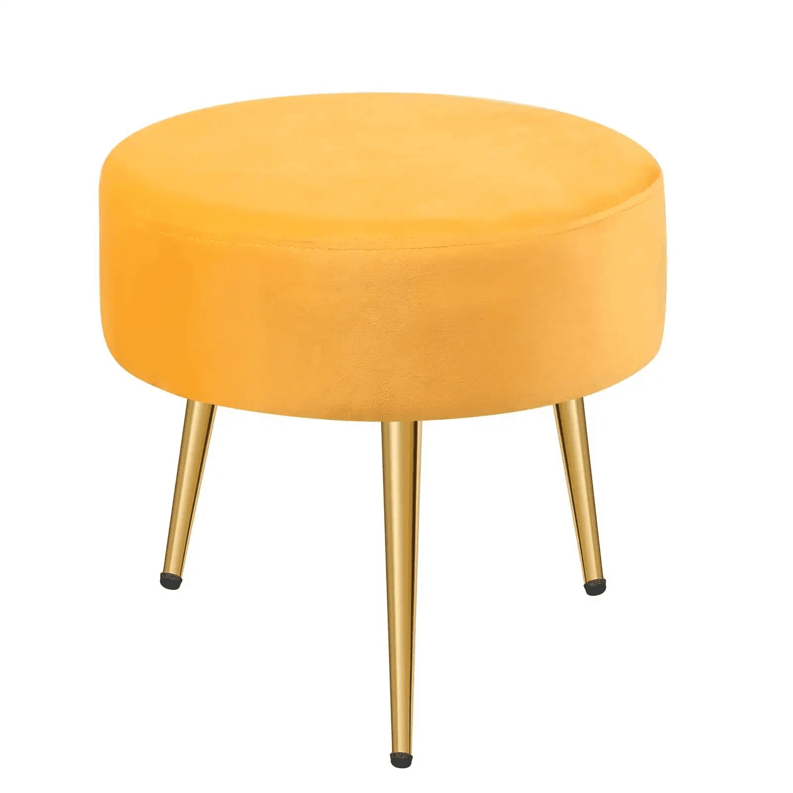 Modern Yellow Velvet Upholstered Square 18.1 in. Tufted Button Exquisite Ottoman Soft Foot Stool Dressing Makeup Chair