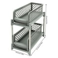 thumbnail image 3 of 2-Tier Under Sink Organizer with Pull Out Sliding Storage Drawer for Home Bathroom Kitchen White/Grey 14.57in, 3 of 26