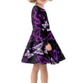 thumbnail image 2 of Suhoaziia Black Midi Dresses for Tiddkers Girls with Designs Size 15-16 Purple Star Butterfly Graphic Skater Skirt Corset A-Line Jumpskirt Trendy Home Party Playwear with Sleeves, 2 of 7