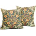 thumbnail image 2 of Vintage Rustic Flower Pillow Covers 20x20 Sage Green Yellow Floral Tree Pattern Decorative Throw Pillows Outdoor Linen Farmhouse Cushion Case Country Pillowcase for Sofa Bed Room Decor Set of 2, 2 of 6