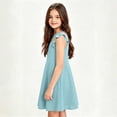 thumbnail image 5 of Zpanxa Girls Dresses, Kid's Mesh Casual Dress Solid Round Neck Sleeveless Dresses Light Blue 9 Years, 5 of 6
