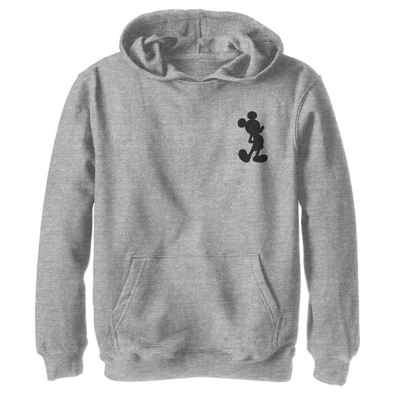 Boy's Mickey & Friends Mickey Mouse Pocket Silhouette  Pull Over Hoodie Athletic Heather Medium