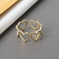 thumbnail image 2 of 4pcs Love Open Rings Female Style Simple Design Hollow Heart to Heart Gold Plated Temperament Index Finger Ring, 2 of 5