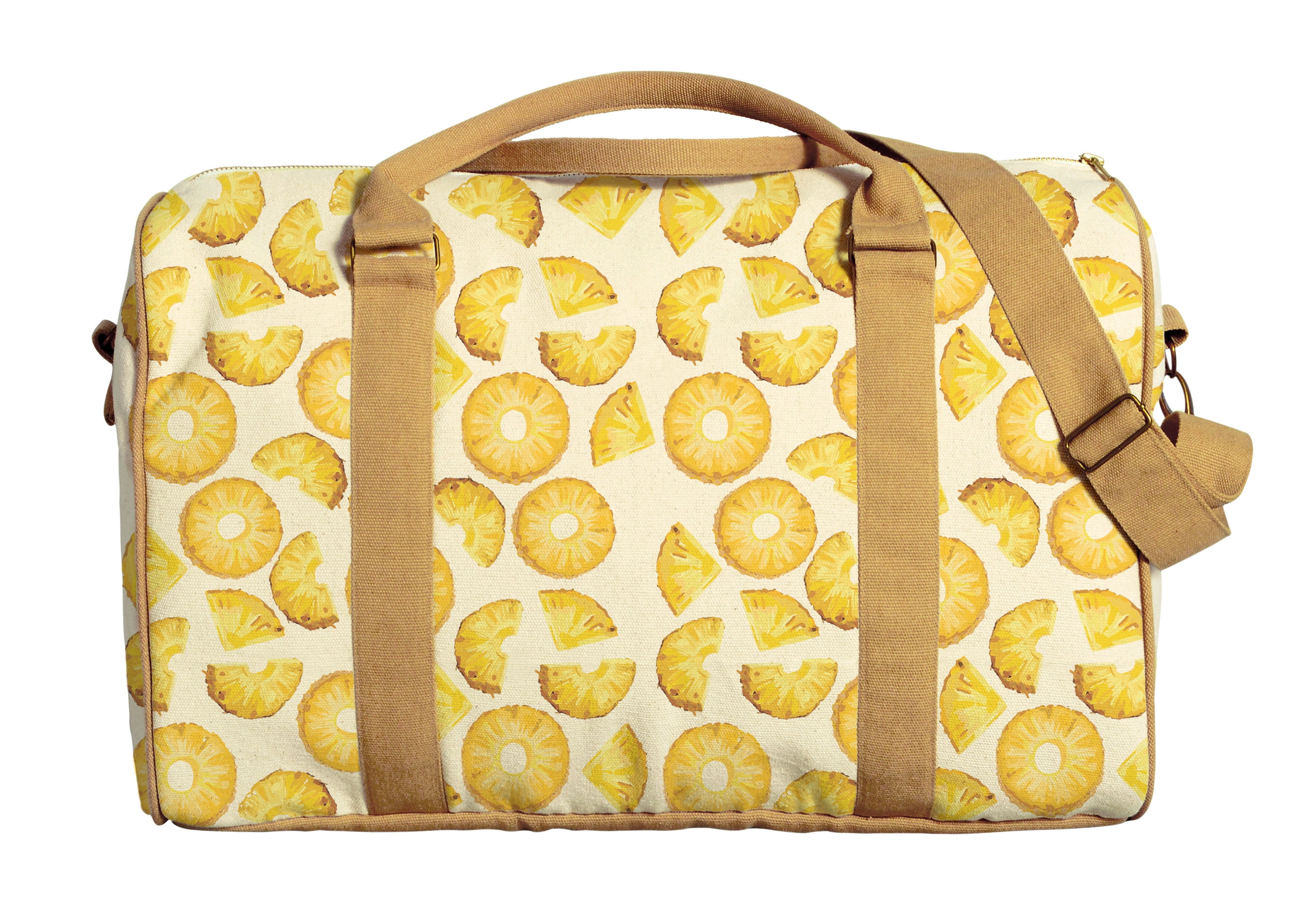 Vietsbay Seamless Pattern With Pineapple Slices Printed Canvas Duffle