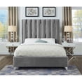 thumbnail image 5 of Maklaine Contemporary Solid Wood and Velvet King Bed in Gray, 5 of 6