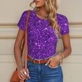 thumbnail image 6 of Kdxio Purple Glitter for Women's Short-Sleeved Onesie Stylish Round Neck Pajamas Bodysuit Jumpsuit Nightwear-Small, 6 of 7