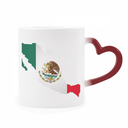

Red Green Mexico Map Emblem Eagle Eat Snake Heat Sensitive Mug Red Color Changing Stoneware Cup