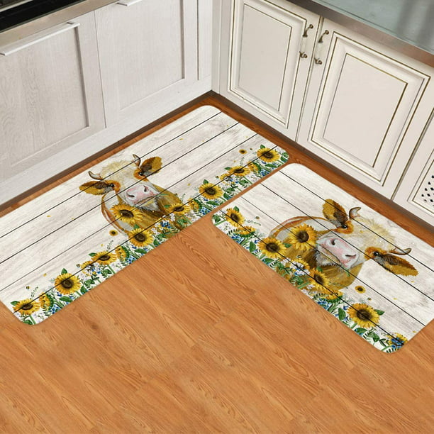 Farmhouse Kitchen Rugs Set 2 Pieces, Rustic Kitchen Rugs