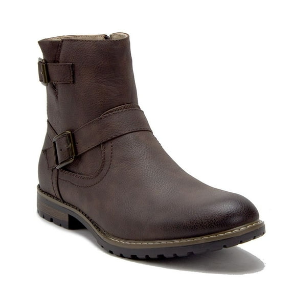 J'aime Aldo Men's 28931 Tall Belted Round Toe Moto Zipped Riding Boots, Brown Nuboc, 8