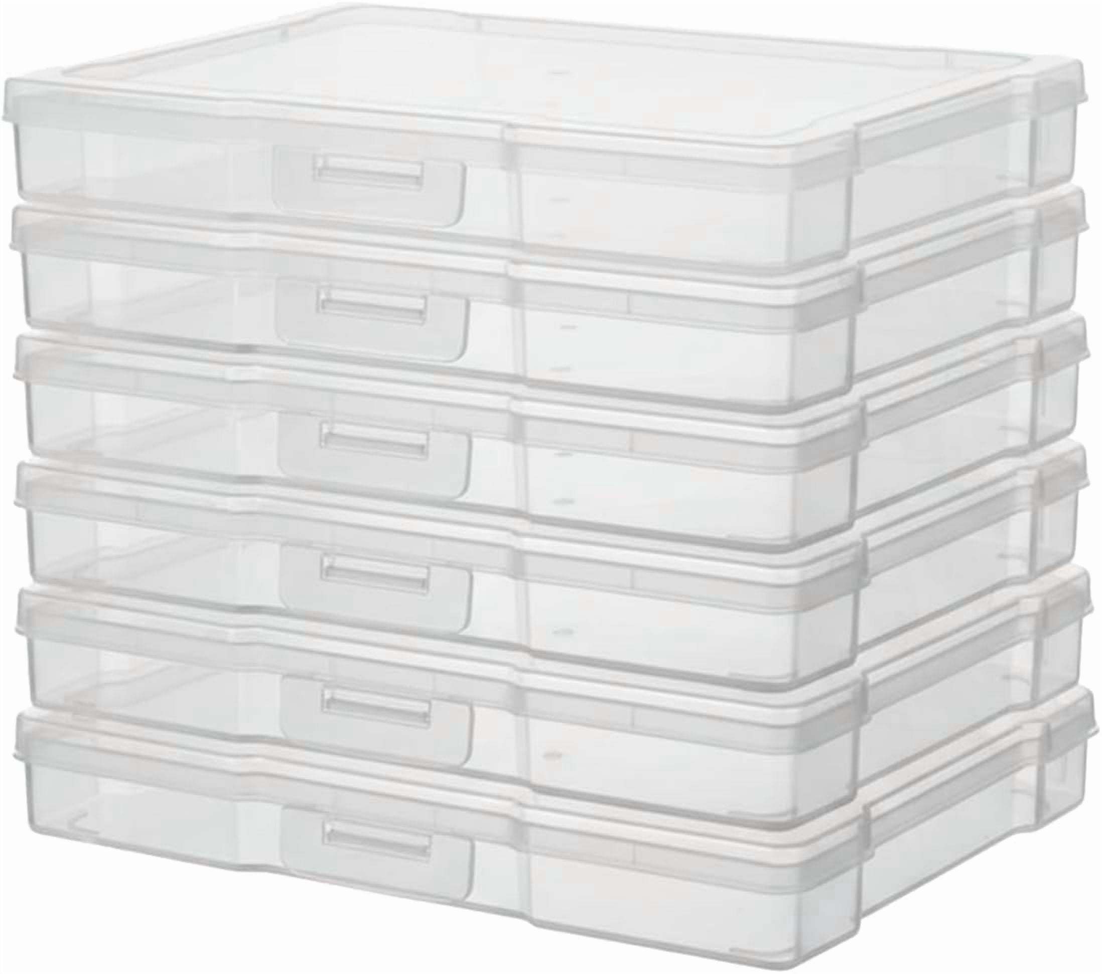SHAANXIXIAN 6 Pack 5"x7" Clear Photo Storage Boxes with Lids, Plastic Photo Organizer Cases and Picture Boxes, Picture Storage Containers for Greeting Cards, Task boxes, Board Games