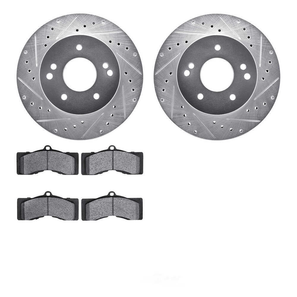 Dynamic Friction Company 7202-47023 DFC Rotors-Drilled and Slotted-Silver with Heavy Duty Brake Pads