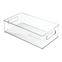 Plastic Portable Deep Storage Bin with Handles for Organizing Refrigerator, Freezer, Pantry, BPA-Free, Clear