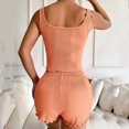 thumbnail image 4 of WCMZJ Women's Pajamas Sleeveless Square Neck Pjs Set Ribbed Knit Tank Tops and Shorts Summer Loungewear Sleepwear Orange XL, 4 of 5
