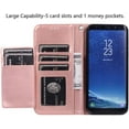 thumbnail image 2 of Wallet Case for Samsung Galaxy S8 Plus, 5 Card Slots Magnetic Closure Zipper Pocket Handbag PU Leather Flip Case with Wrist Strap TPU Kickstand Cover for Samsung Galaxy S8 Plus - Rose Gold, 2 of 7