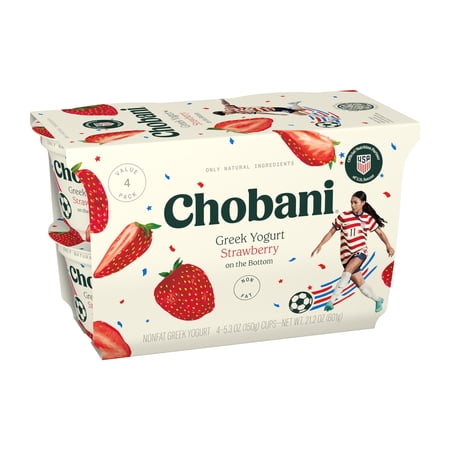 Chobani Non-Fat Greek Yogurt Strawberry on The Bottom 5.3 oz 4PK