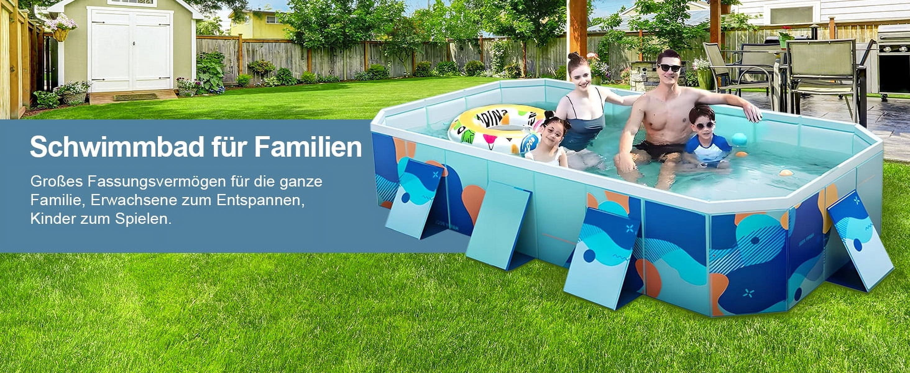 ManyFun Foldable Non-Inflatable Outdoor Swimming Pool, Hard Plastic Shell, 113" x 66" x 20"