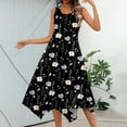 thumbnail image 2 of YDKZYMD Summer Casual Dresses for Women Floral Flowers Wedding Maxi Beach Boho Tank Dresses Hem Sundress Petite Sleeveless Midi Dress with Pockets Black S, 2 of 5